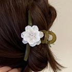 Floral Hair Claw White Flower - Green - One Size
