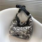 Floral Print Crossbody Bag Black & White - One Size