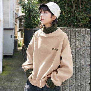 Turtle-neck Paneled Sweatshirt