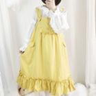 Ruffle Trim A-line Pinafore Dress Dress - Yellow - One Size
