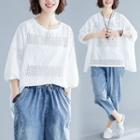 Balloon-sleeve Perforated Blouse