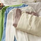Button-down Rib-knit Top In 9 Colors