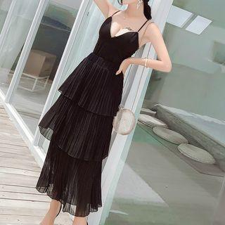 Set: V-neck Camisole Top + Midi Tiered Skirt