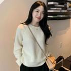 Raglan-sleeve Boucle Knit Top