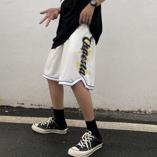 Letter Star Print Straight Cut Shorts
