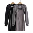 Set: Spaghetti Strap Mini Bodycon Dress + Cropped Sweatshirt