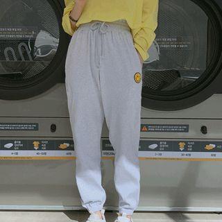Smile-embroidered Jogger Pants