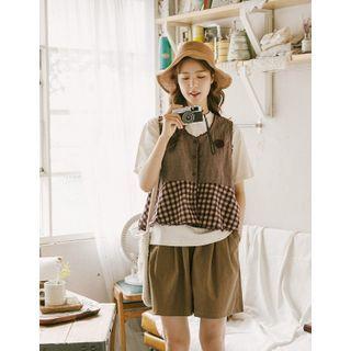 Lace-trim Gingham Vest