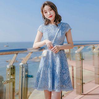 Cap Sleeve Lace A-line Mini Dress