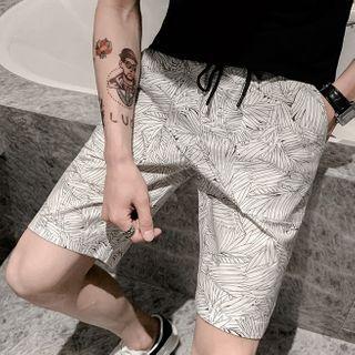 Printed Drawstring-waist Straight-cut Shorts