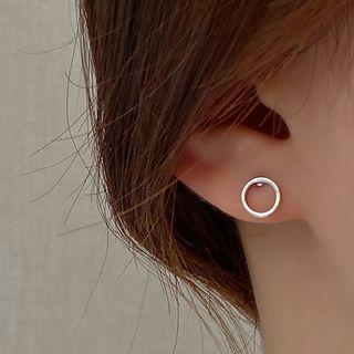 Stud Earring (various Designs) Set Of 4 - Silver - One Size