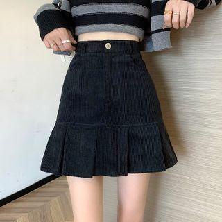 Corduroy A-line Accordion Pleat Skirt