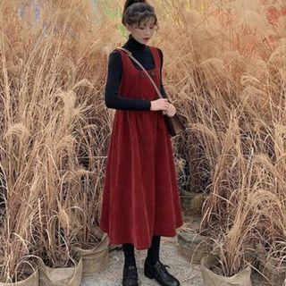 Set: Plain Sweater + Midi Pinafore Dress