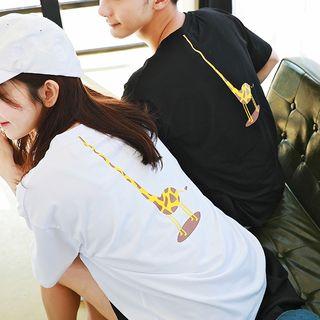 Couple Matching Giraffe Print Short Sleeve T-shirt