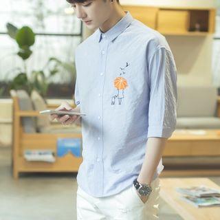 Embroidered Elbow-sleeve Shirt