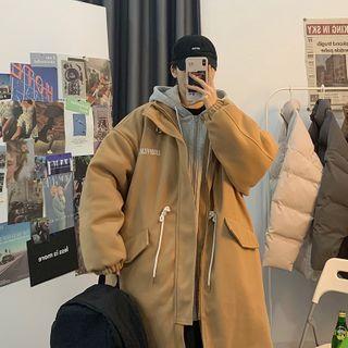 Mock Two-piece Lettering Hooded Coat
