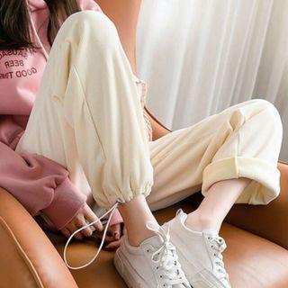 Drawstring-cut Wide-leg Sweatpants