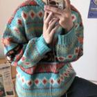 Pattern Jacquard Oversize Sweater