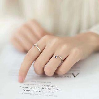 925 Sterling Silver Moon / Star Open Ring Silver - One Size