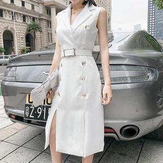Sleeveless Double Breasted Coat Dress