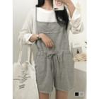 Sleeveless Kangaroo-pocket Frayed Playsuit