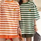 Striped Embroidered Short-sleeve T-shirt