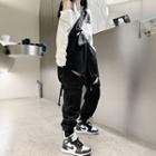 Zip-accent One-shoulder Suspender Sweatpants
