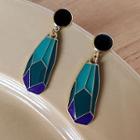 Glaze Alloy Dangle Earring 1 Pair - A159 - Dark Blue & Aqua Green - One Size