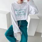 Drop-shoulder Letter Cropped T-shirt