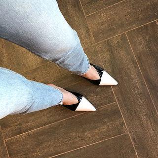 Pointy Stiletto Two-tone Mules