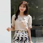 Ruffle-collar Puff-sleeve Top