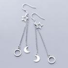 925 Sterling Silver Crescent Star Drop Earring As Shown In Figure - One Size