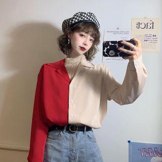 Two-tone Blouse / Long-sleeve Lace Top