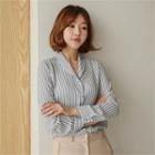 Round-collar Stripe Blouse