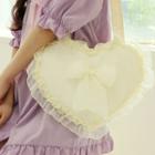 Frilled Fabric Heart Tote Ivory - One Size