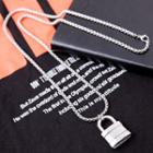 Stainless Steel Padlock Pendant Necklace Silver - One Size