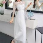 3/4-sleeve Maxi Party Dress