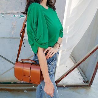 Knotted Puff-sleeve Top