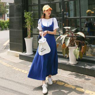 Spaghetti-strap A-line Maxi Flare Dress