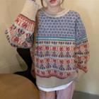 Patterned Two-tone Sweater