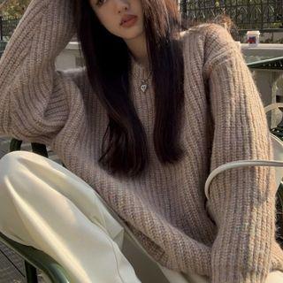 Drop-shoulder Sweater Gray - One Size