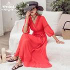 Lantern-sleeve Maxi Sundress