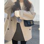 Long-sleeve Plain Double Breasted Coat