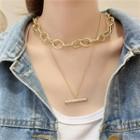 Alloy Bar Pendant Layered Choker Necklace Gold - One Size
