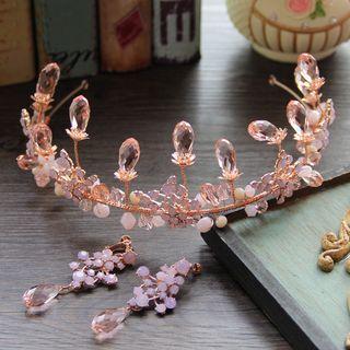 Set: Wedding Crystal Head Crown + Earring