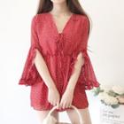 3/4-sleeve Dotted Playsuit