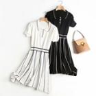 Short-sleeve Knit A-line Polo Dress