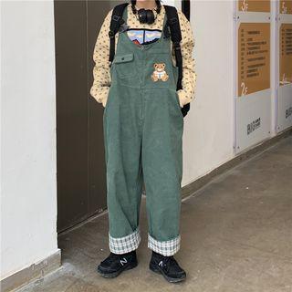 Printed Oversize Sweater / Bear Embroidered Cropped Jumper Pants