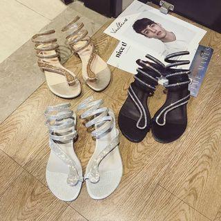 Rhinestone Wrap-around Sandals