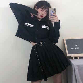 Lettering Shirt / Pleated Skirt